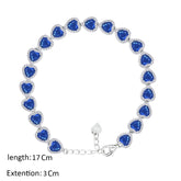 عصفور كريستال انسيال فضة تنس عيار 925 بتصميم قلوب زرقاء مرصعة بالزركون